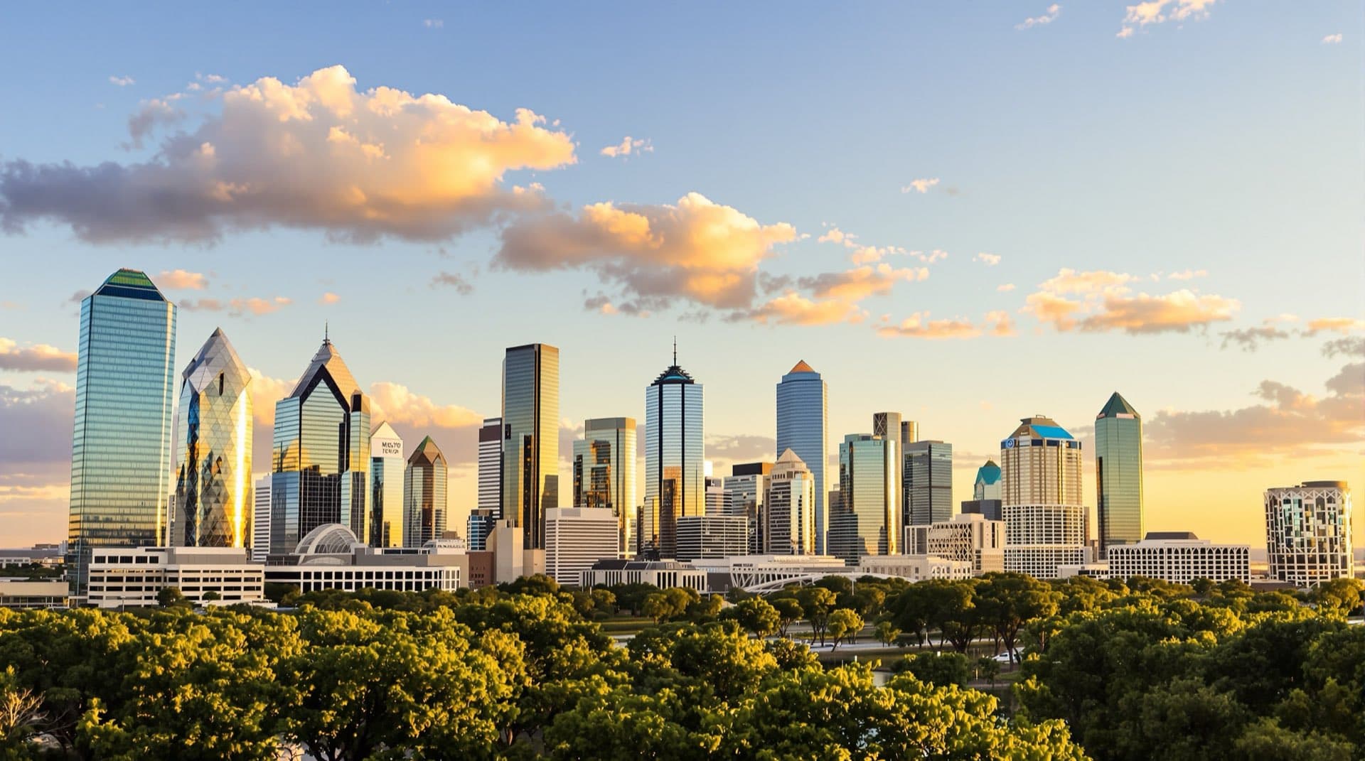 Greater Houston skyline at golden hour